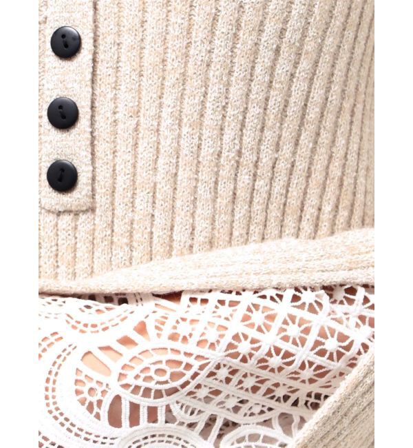 LAGUNAMOON「ラメブレンドレースカフスニットワンピース」|ワンピース|