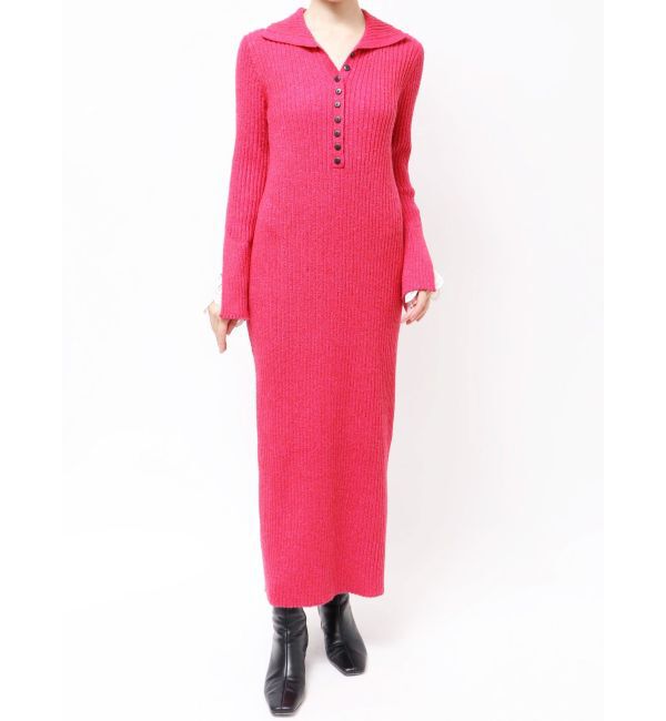 LAGUNAMOON「ラメブレンドレースカフスニットワンピース」|ワンピース|