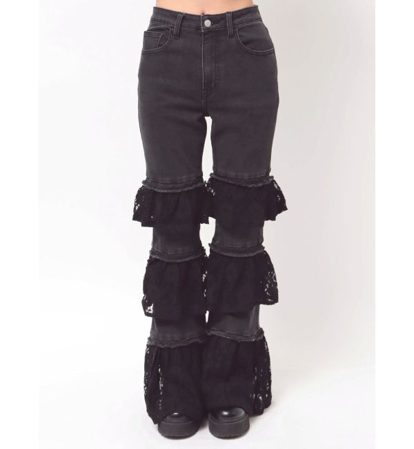 jouetie「レースフリルフレアデニム」|デニム|