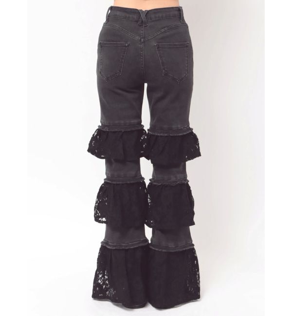 jouetie「レースフリルフレアデニム」|デニム|