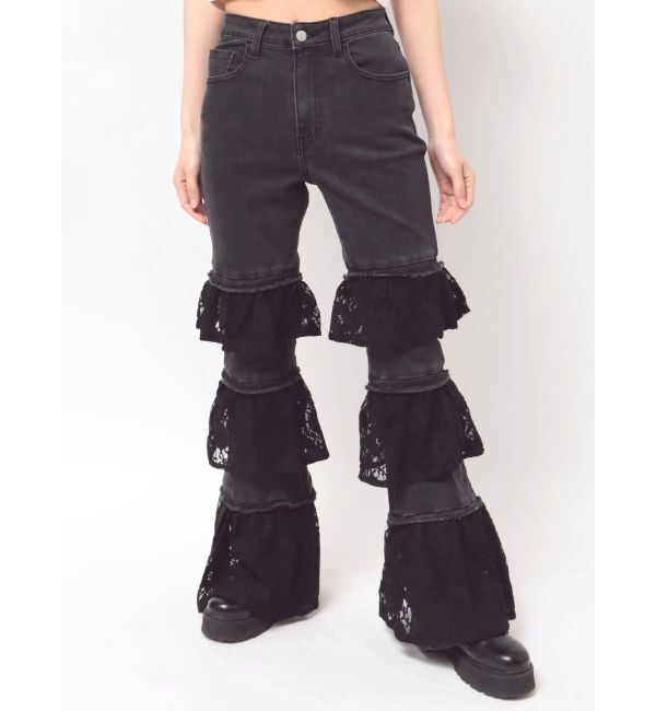 jouetie「レースフリルフレアデニム」|デニム|