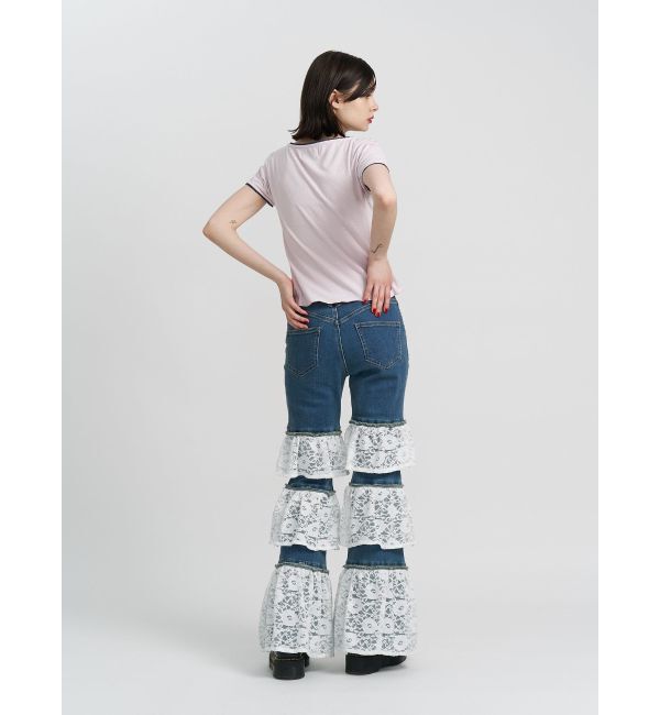jouetie「レースフリルフレアデニム」|デニム|