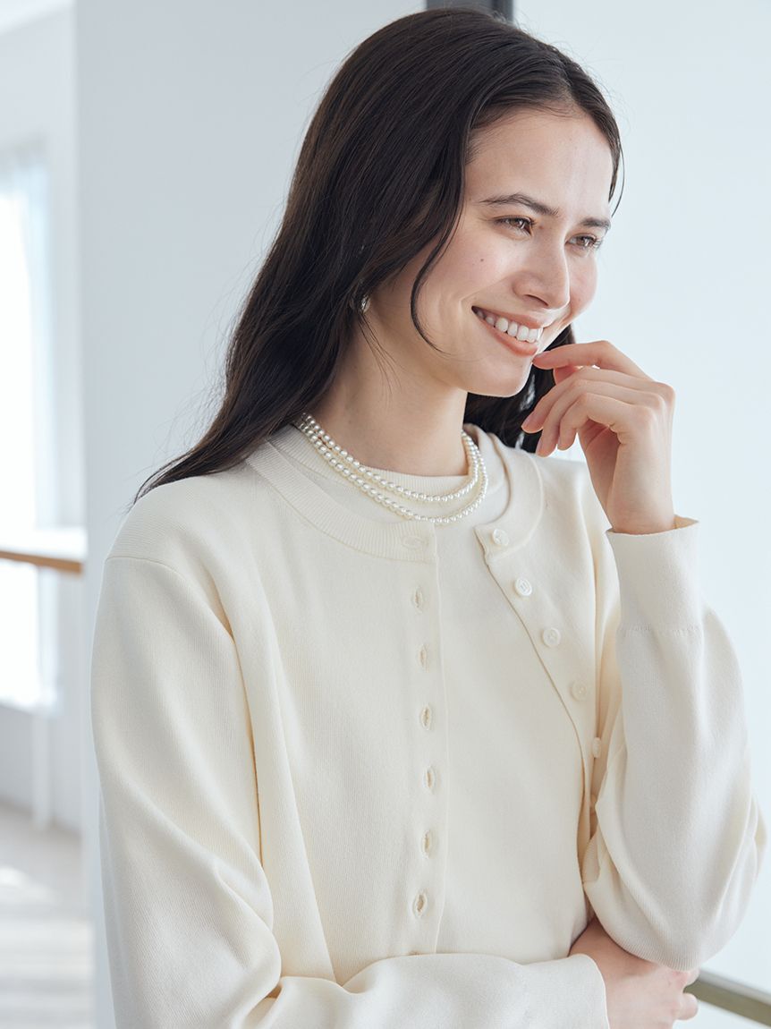 Mila Owen「メタルリングパールロングネックレス」|ネックレス|