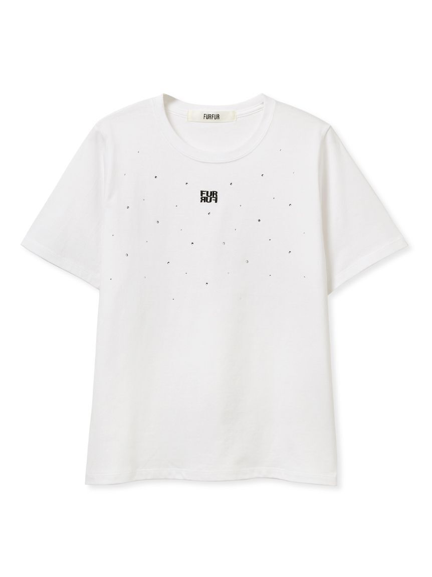 FURFUR「【WEB限定】ビジュー付きロゴ刺繍Tシャツ」|Tシャツ・カットソー|WHT
