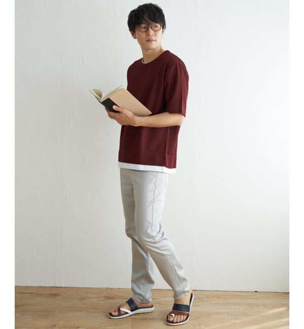 ikka「【吸水速乾】ドライ鹿の子5分袖レイヤードTシャツ」|Tシャツ・カットソー|