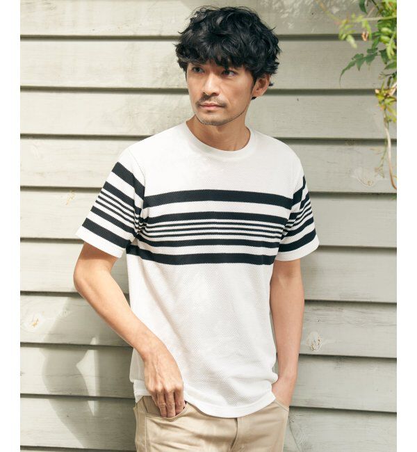 ikka「パイナップルパネルボーダーTシャツ」|Tシャツ・カットソー|