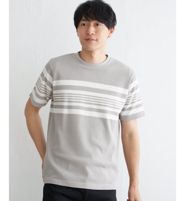 ikka「パイナップルパネルボーダーTシャツ」|Tシャツ・カットソー|