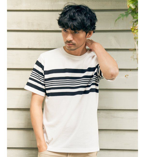 ikka「パイナップルパネルボーダーTシャツ」|Tシャツ・カットソー|