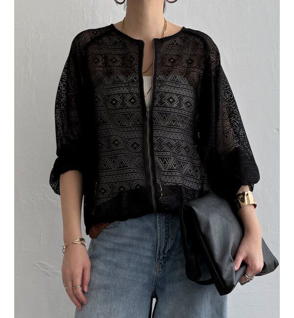 Lbc with Life「レースジップ6分ブルゾン」|ブルゾン・スタジャン|ブラック