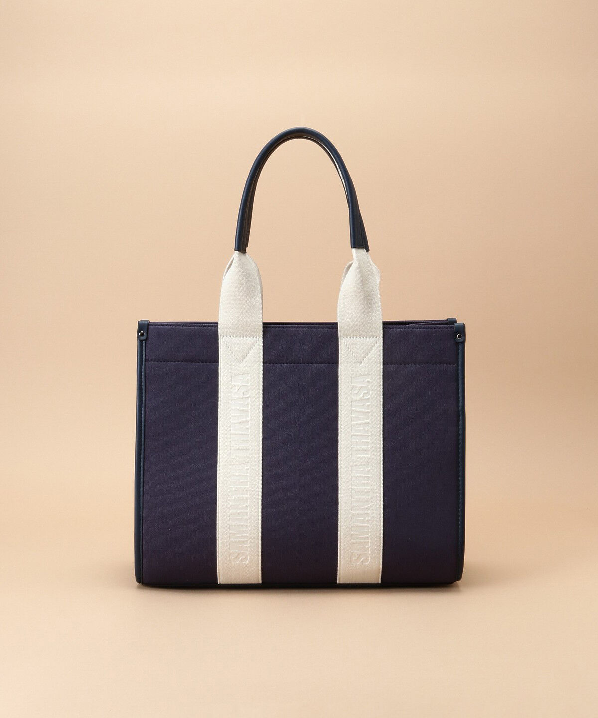 Samantha Thavasa「スクエアキャンバストート 大サイズ」|トートバッグ|ネイビー