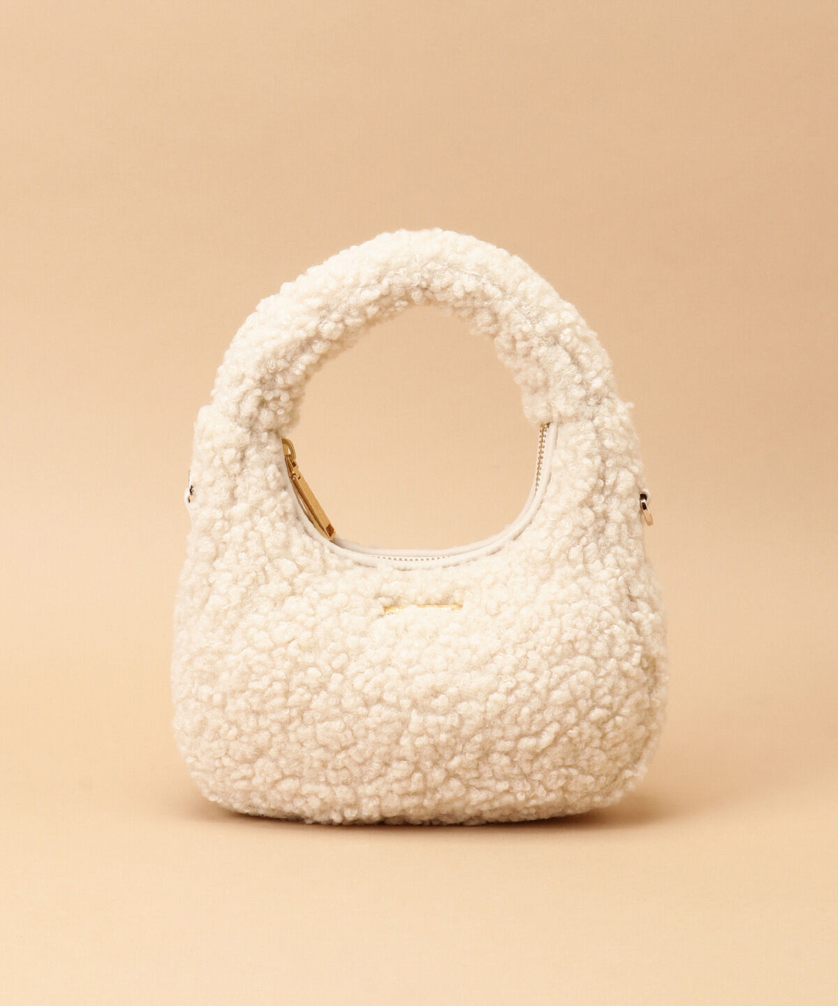 Samantha Thavasa「カールファー ハーフムーンバッグ」|ハンドバッグ|ベージュ