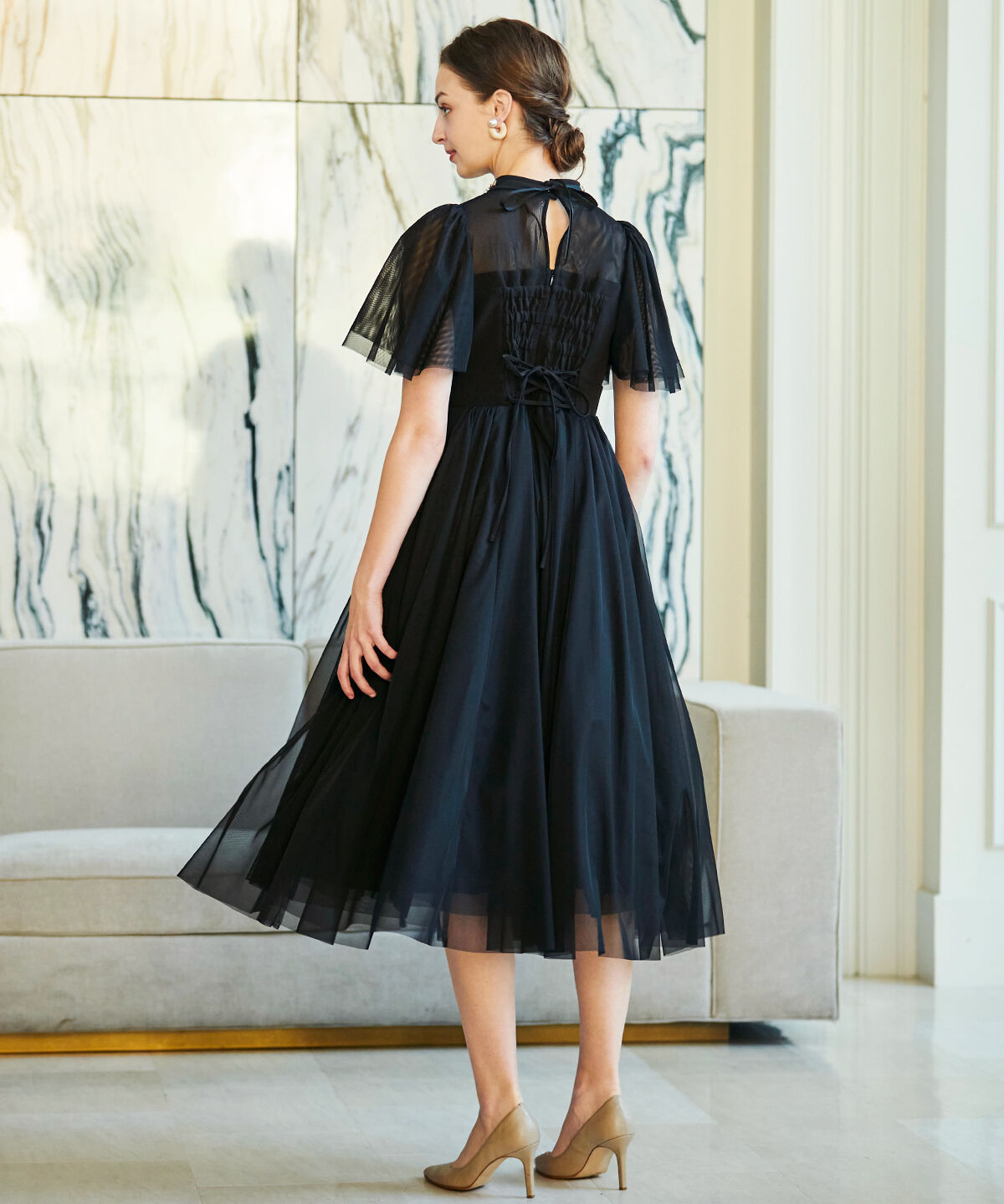 アンドクチュール「チュールオーバーレースドレス」|ドレス|