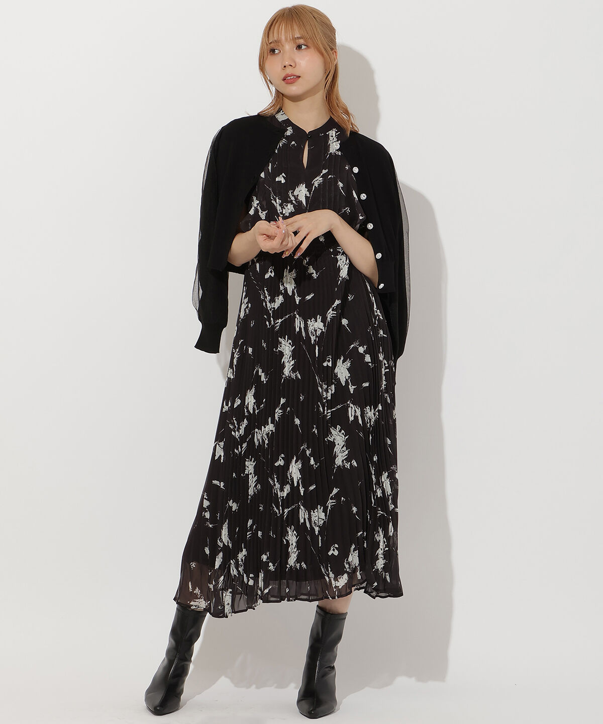 アンドクチュール「シフォンプリーツワンピース」|ワンピース|