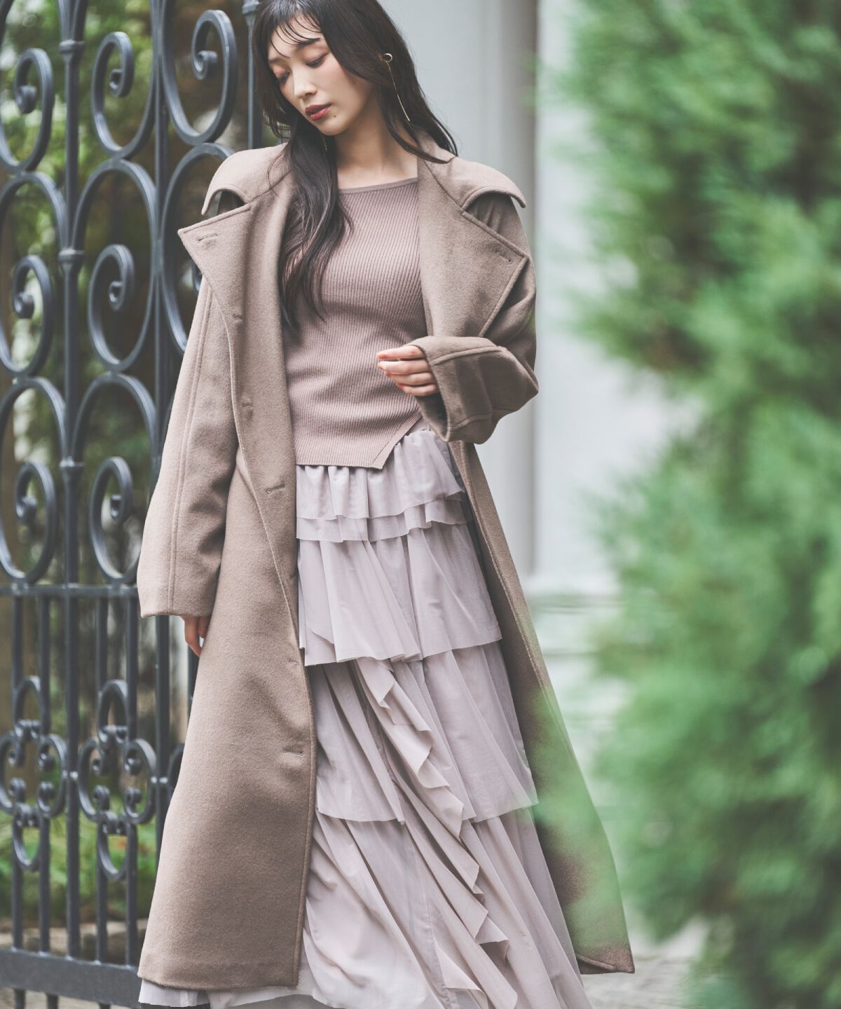 アンドクチュール「チュールティアードスカート」|フレア|