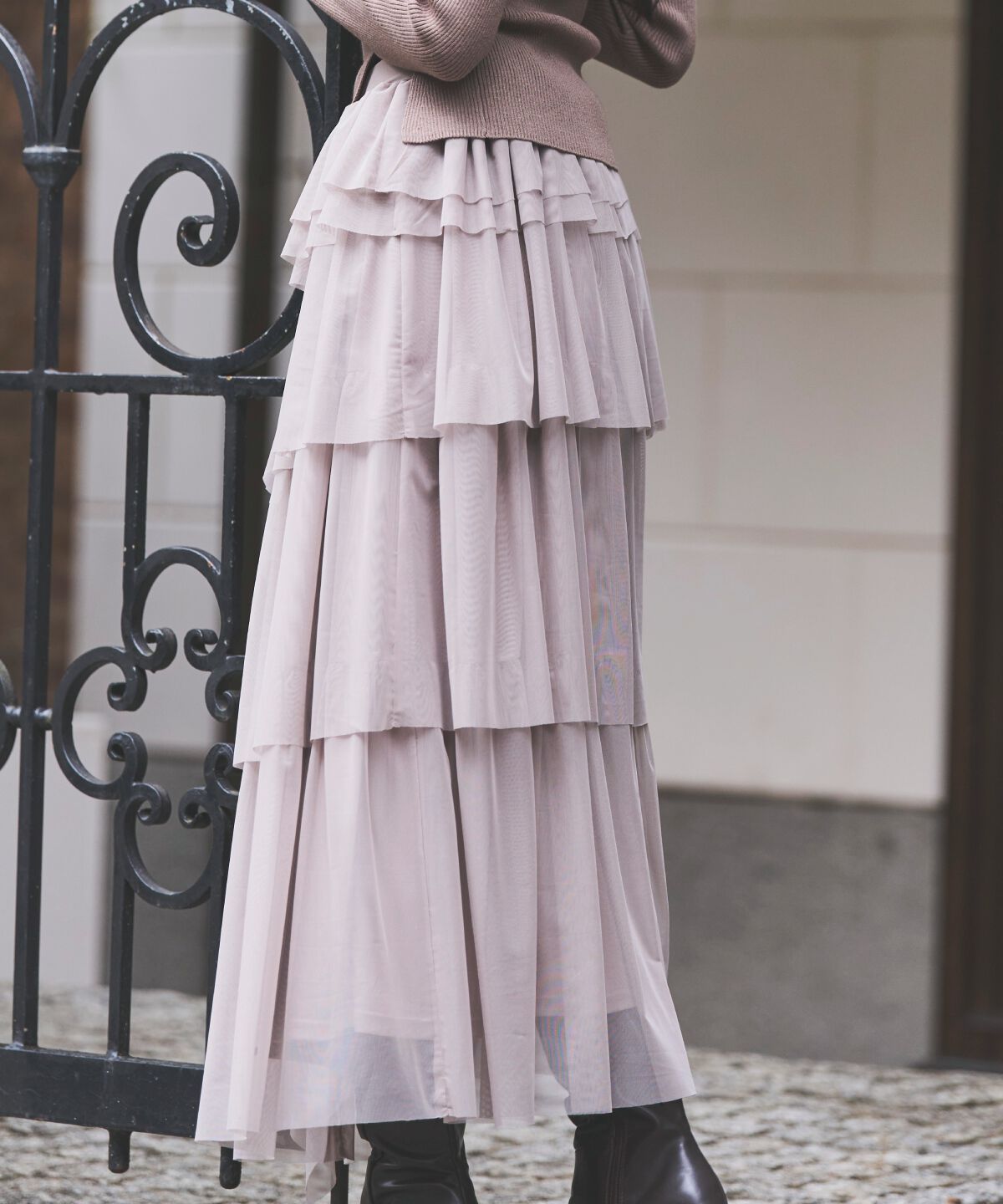 アンドクチュール「チュールティアードスカート」|フレア|
