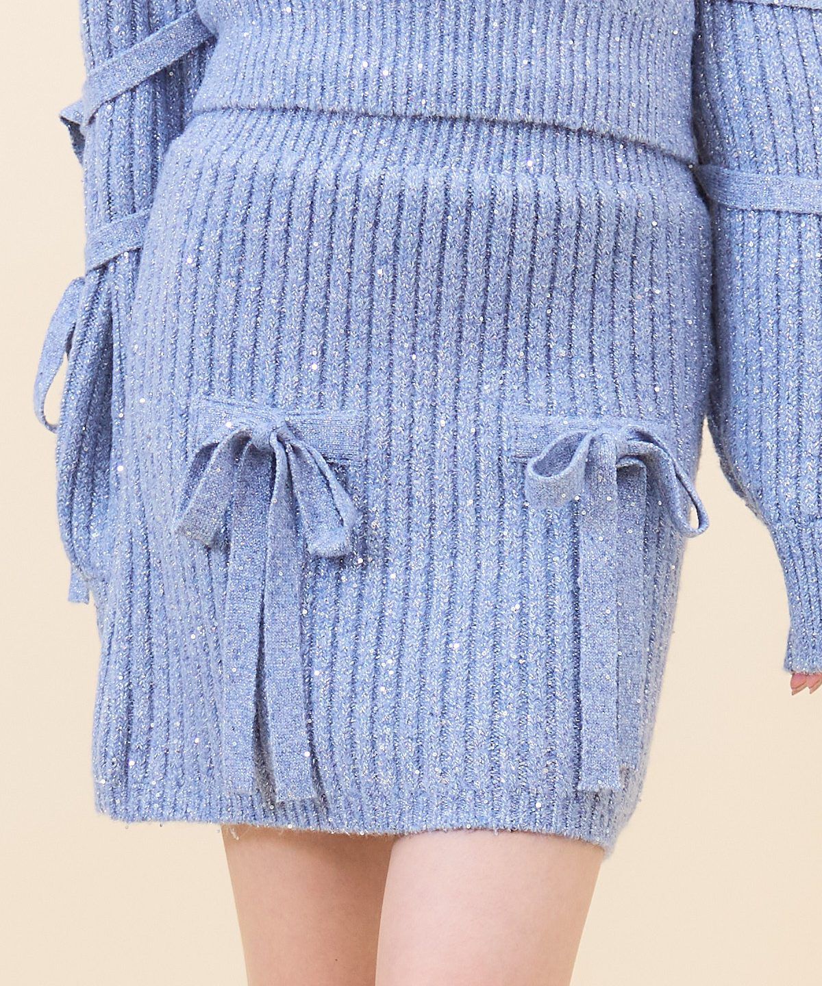 REDYAZEL「ラメスパンコールニットミニスカート」|タイト|