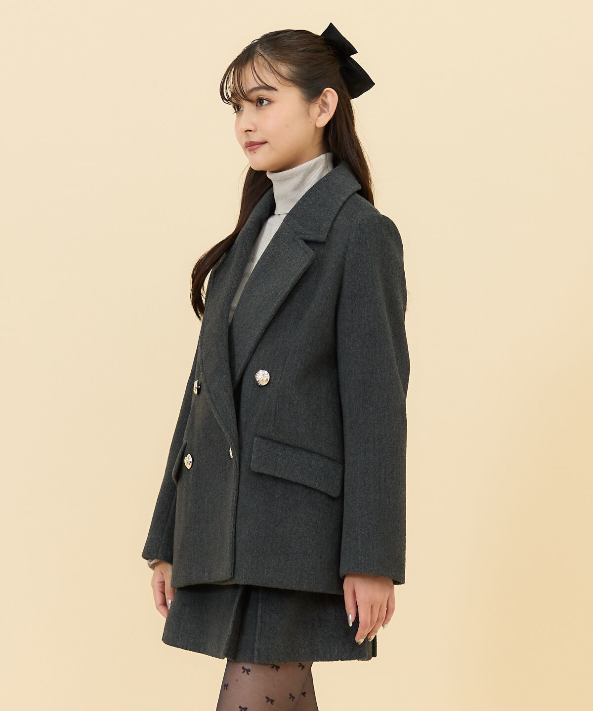 REDYAZEL「カットメルトンダブルショートコート」|ステンカラーコート|