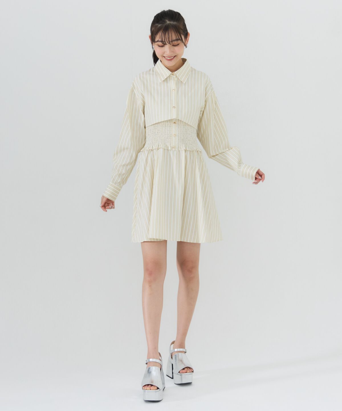 REDYAZEL「ストライプシャツ＆ミニワンピースセット」|ワンピース|