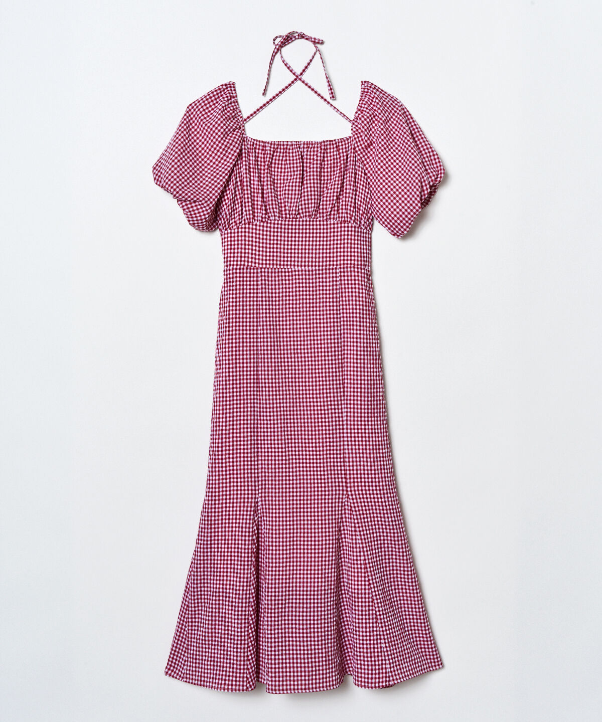 REDYAZEL「クロスリボンギンガムチェックマーメイドワンピース」|ワンピース|