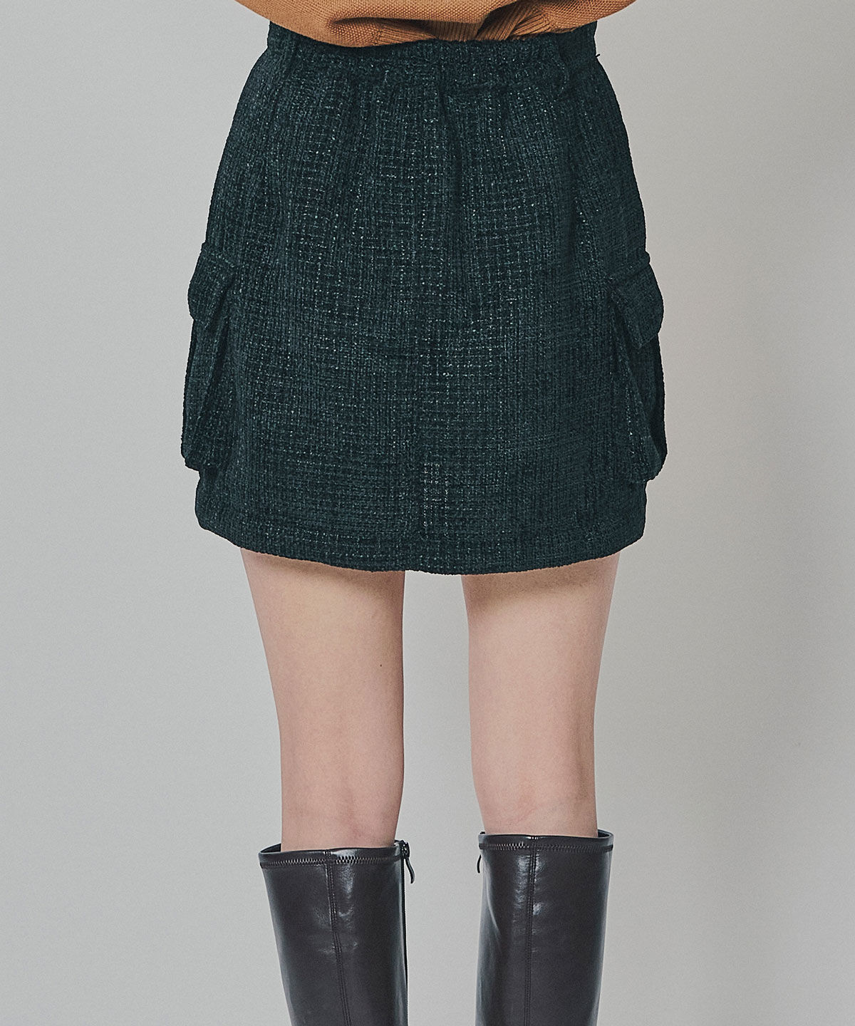 REDYAZEL「モールツイードカーゴミニスカート」|台形|