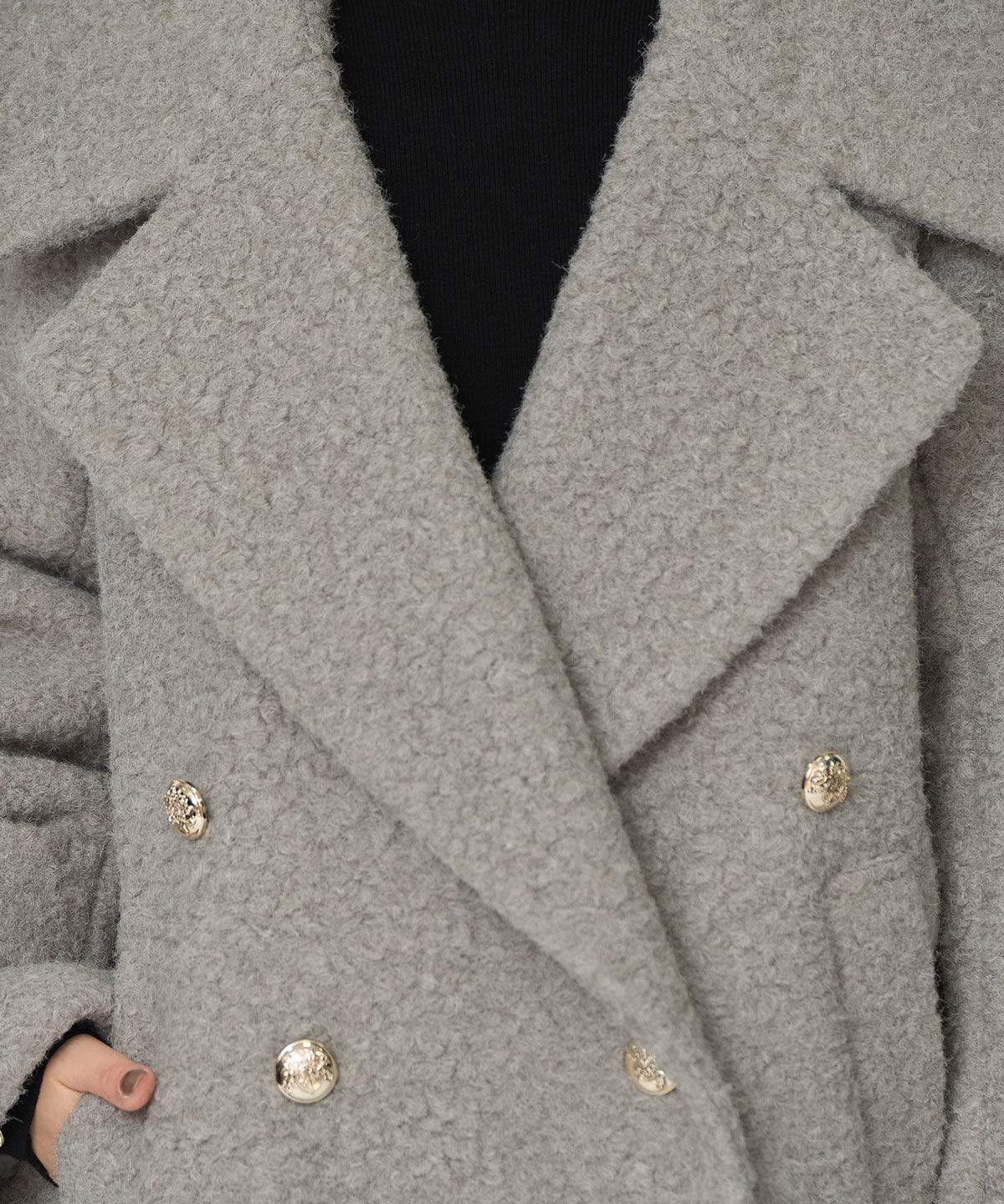 REDYAZEL「ボアダブルミドルコート」|ステンカラーコート|