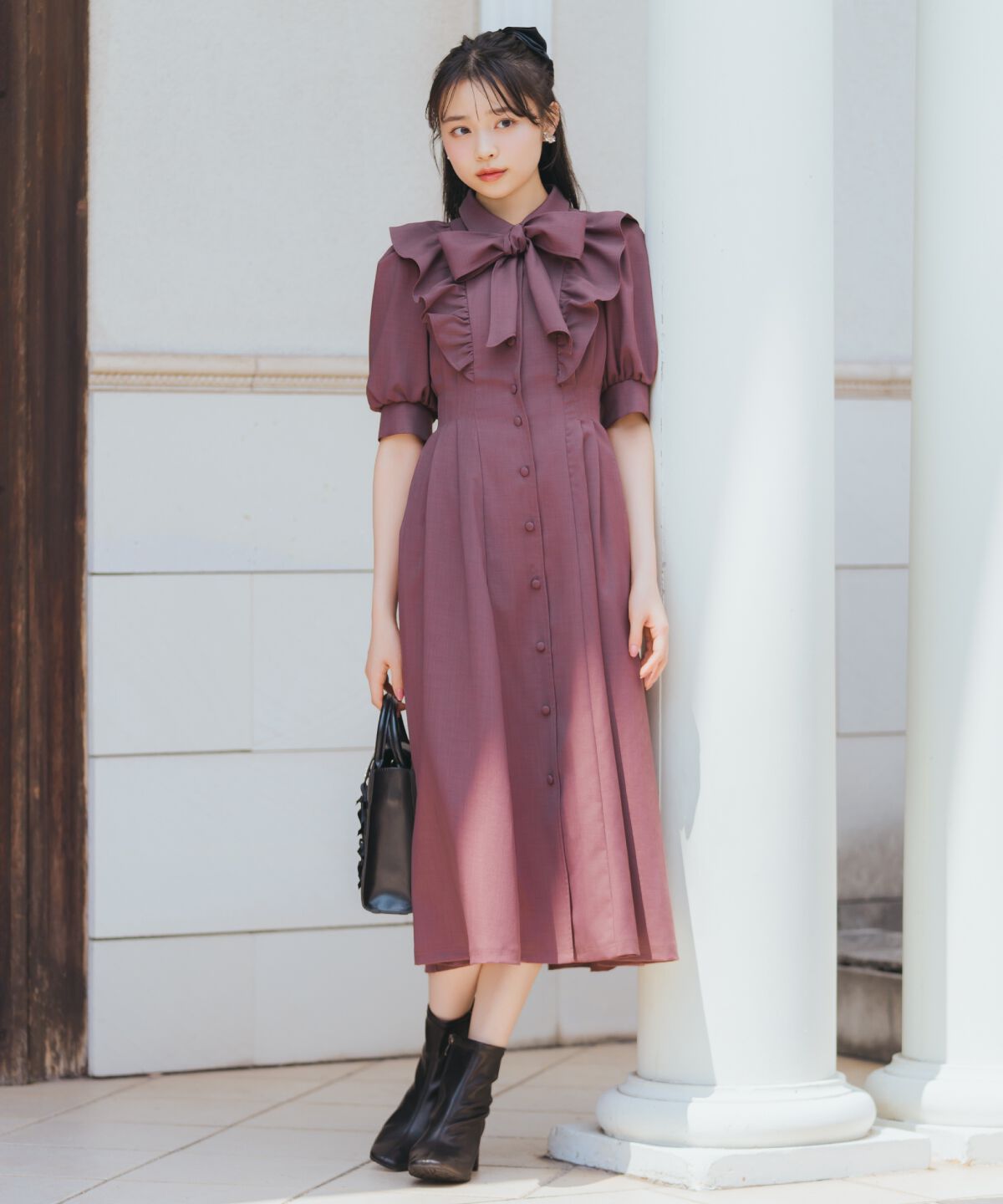 WILLSELECTION「タックウエストフリルシャツワンピース」|ワンピース|