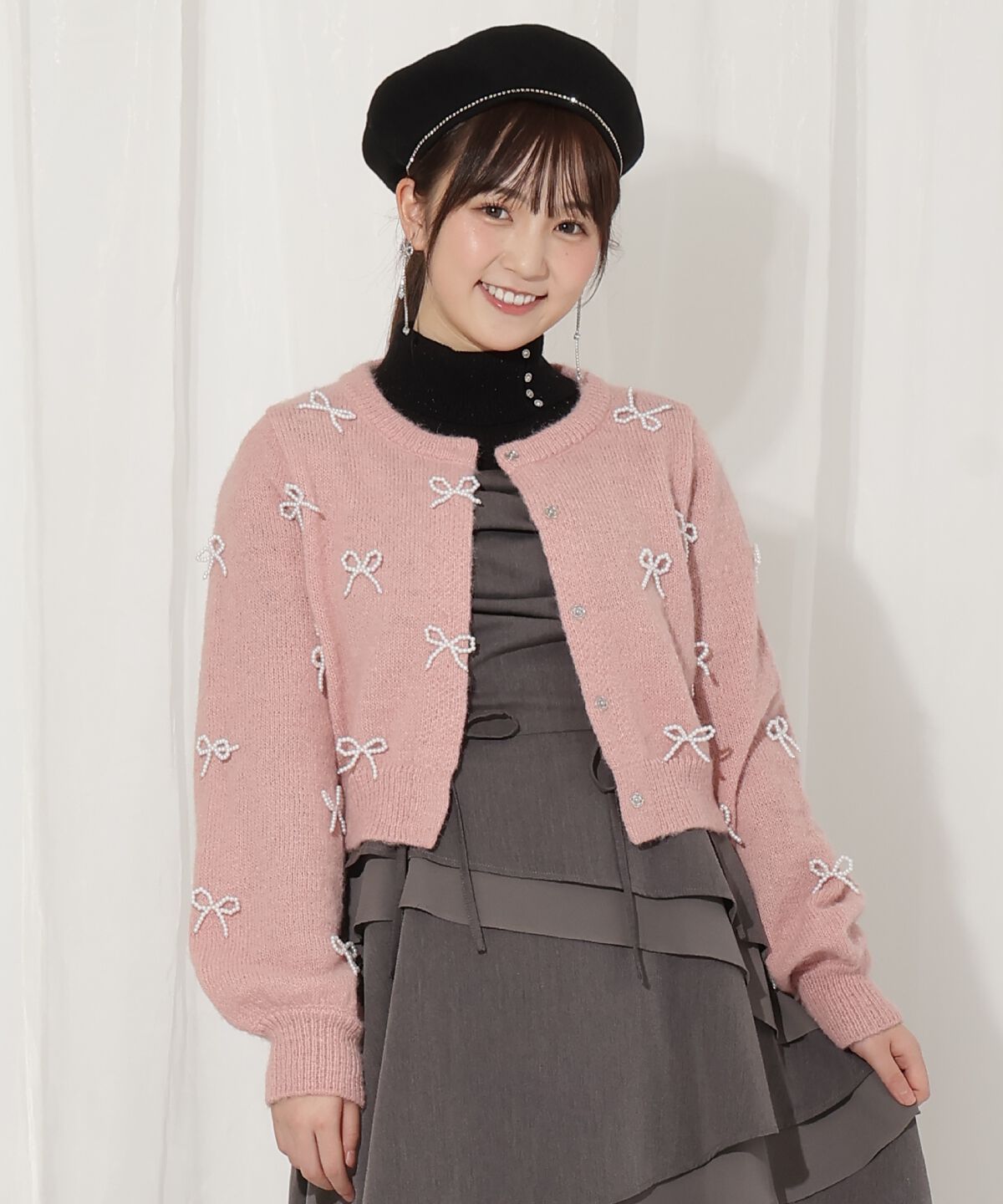 WILLSELECTION「リボンパーツ付きカーディガン」|カーディガン|ピンク