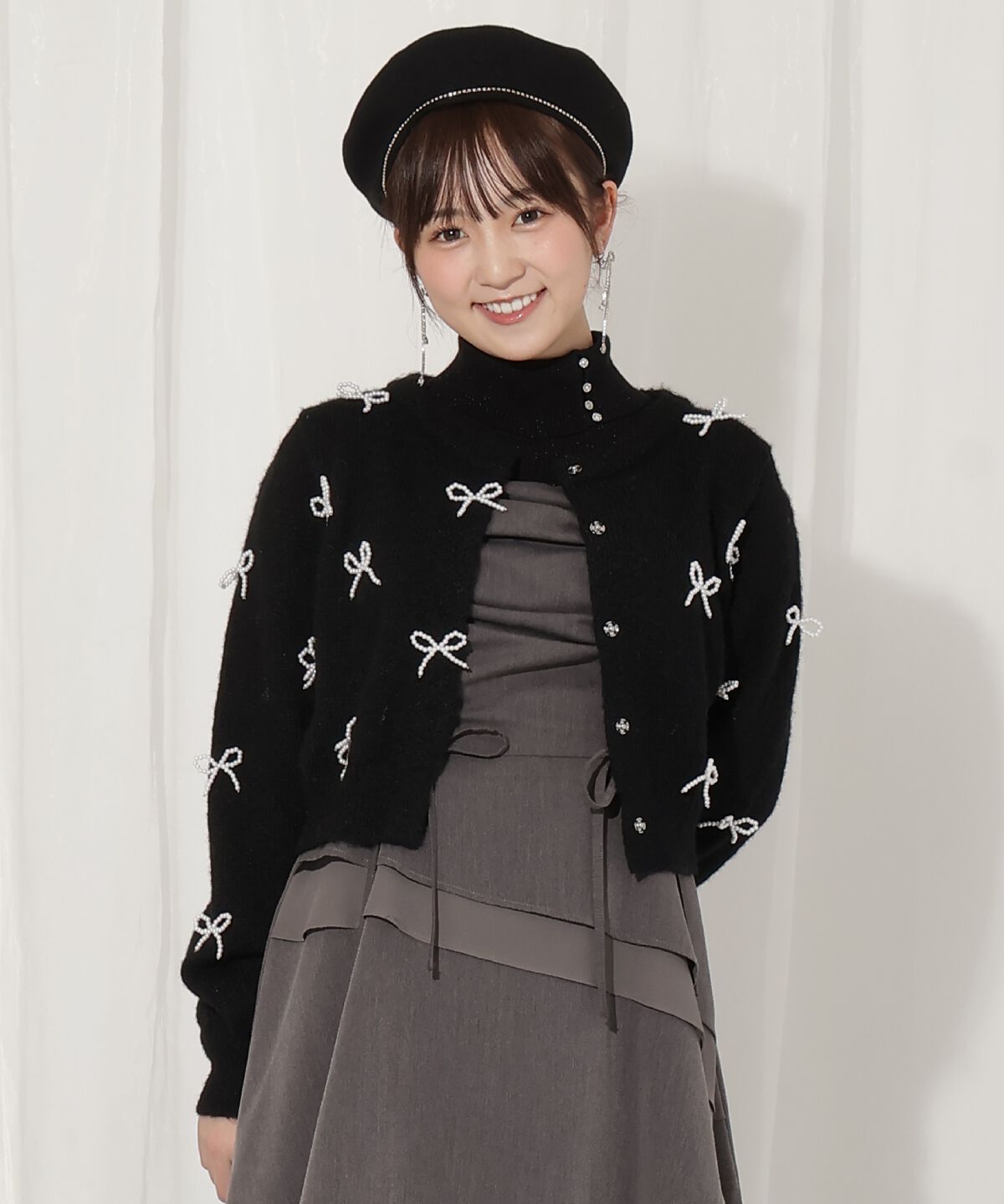 WILLSELECTION「リボンパーツ付きカーディガン」|カーディガン|ブラック