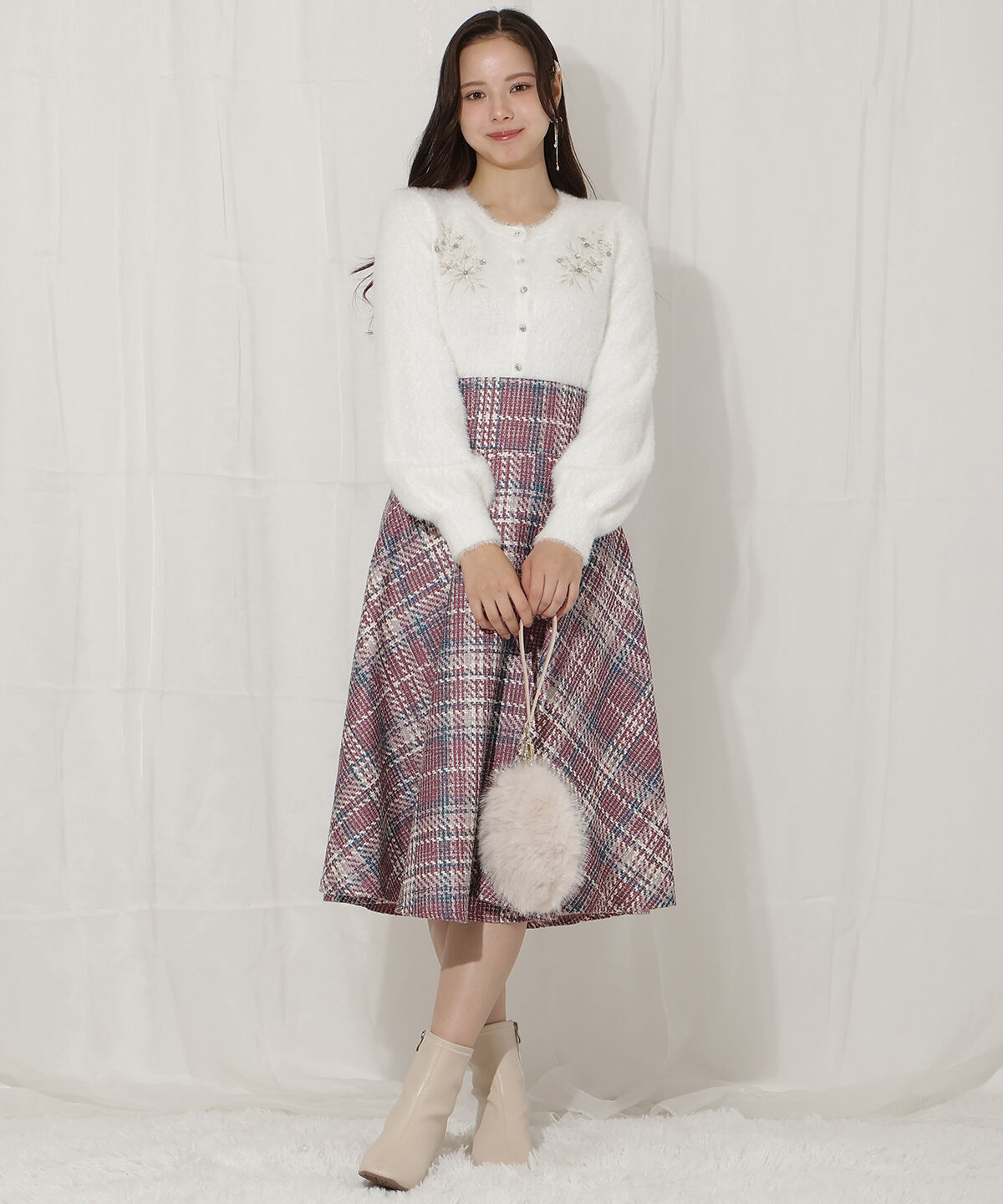 WILLSELECTION「ビジュー付きラメ刺繍カーディガン」|カーディガン|