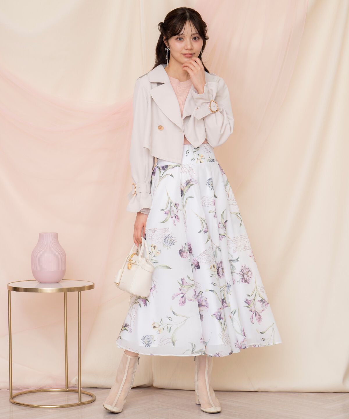 WILLSELECTION「ビッグリボンシアーフラワースカート」|フレア|