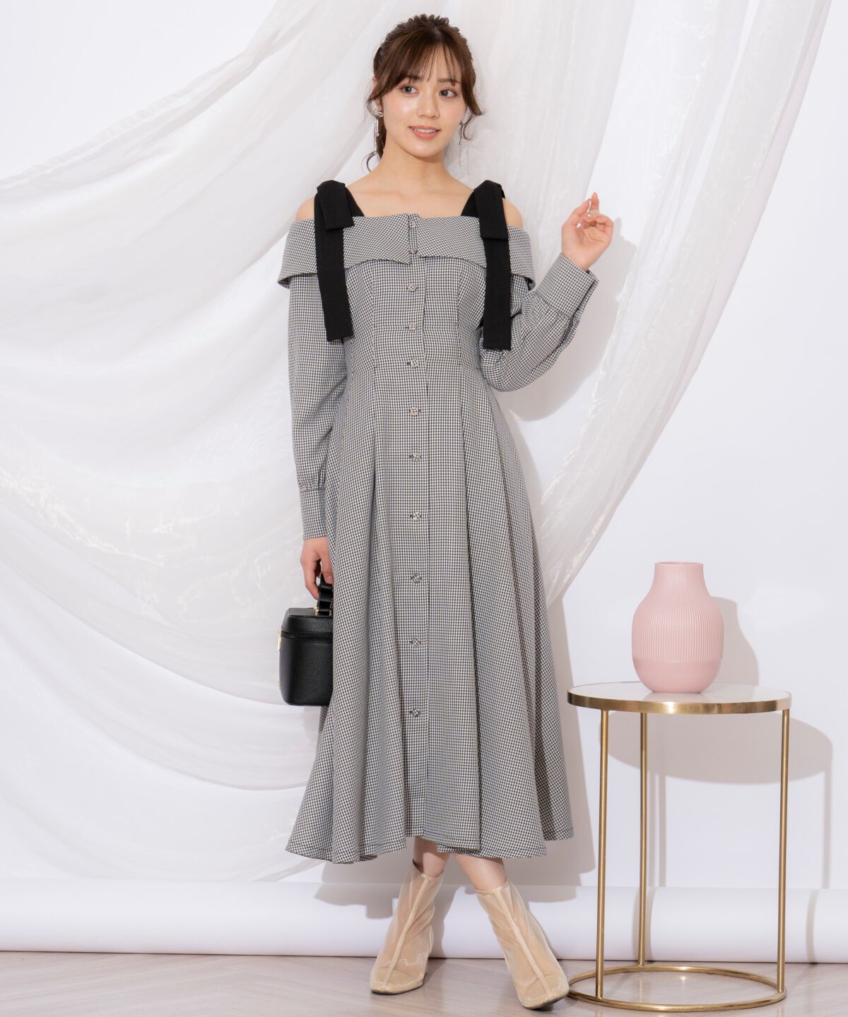 WILLSELECTION「ショルダーリボンタックウエストシャツワンピース」|ワンピース|