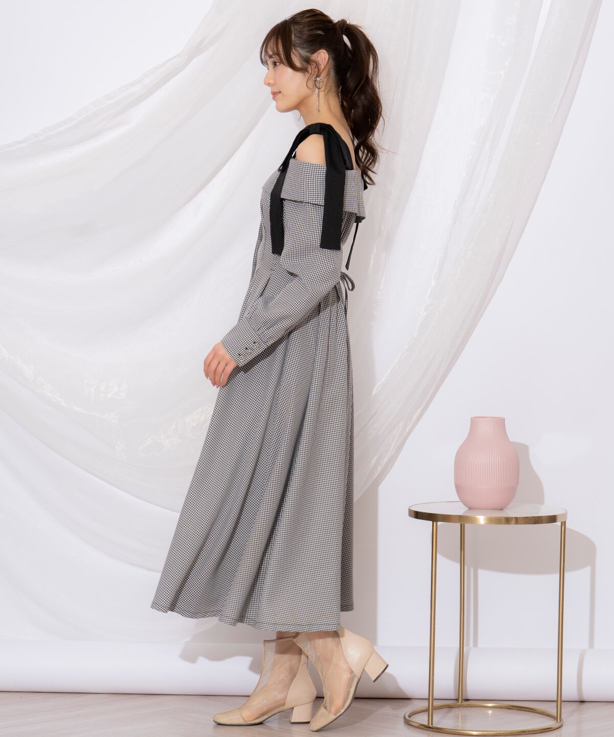 WILLSELECTION「ショルダーリボンタックウエストシャツワンピース」|ワンピース|