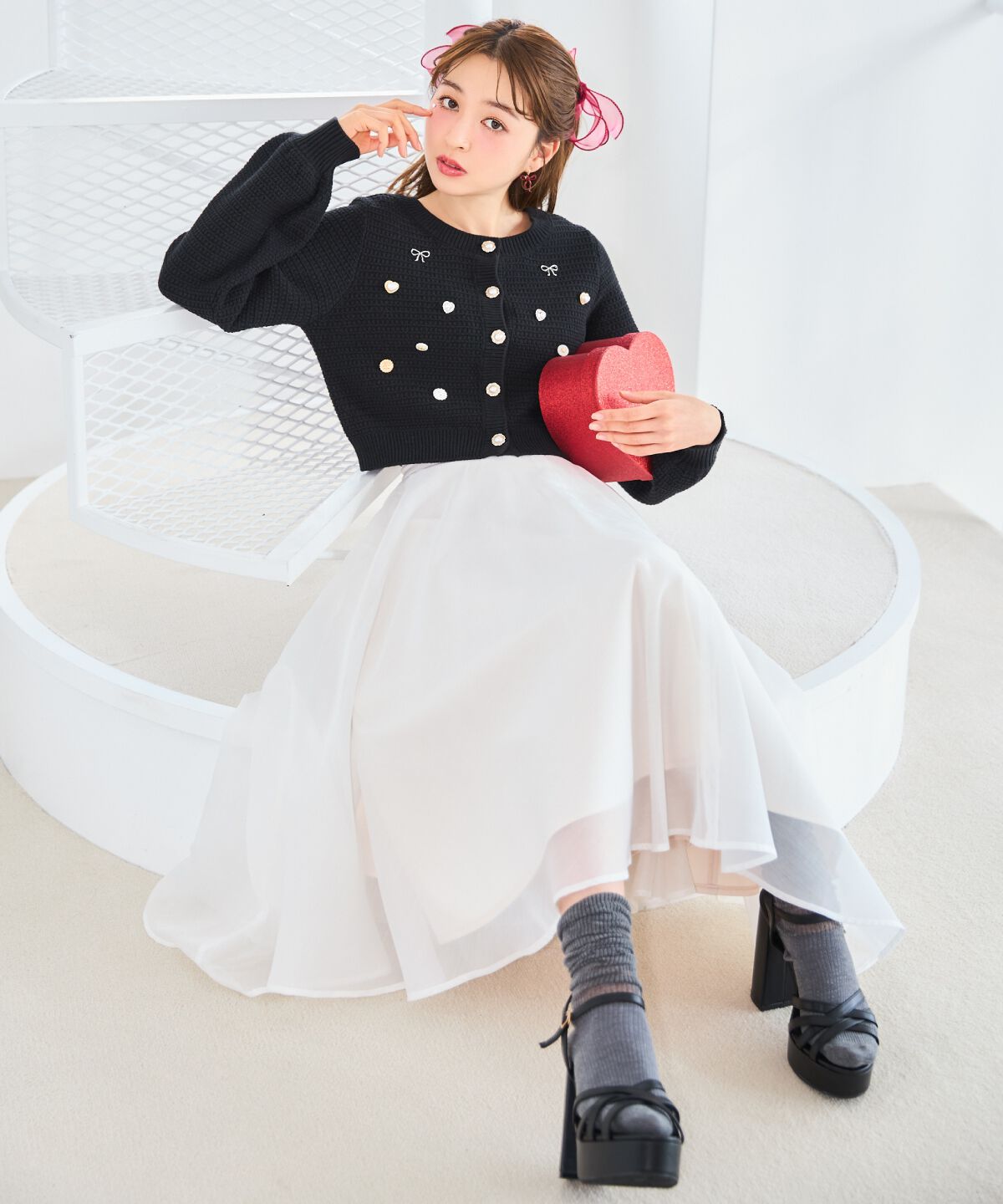 WILLSELECTION「シャイニービジューカーディガン」|カーディガン|