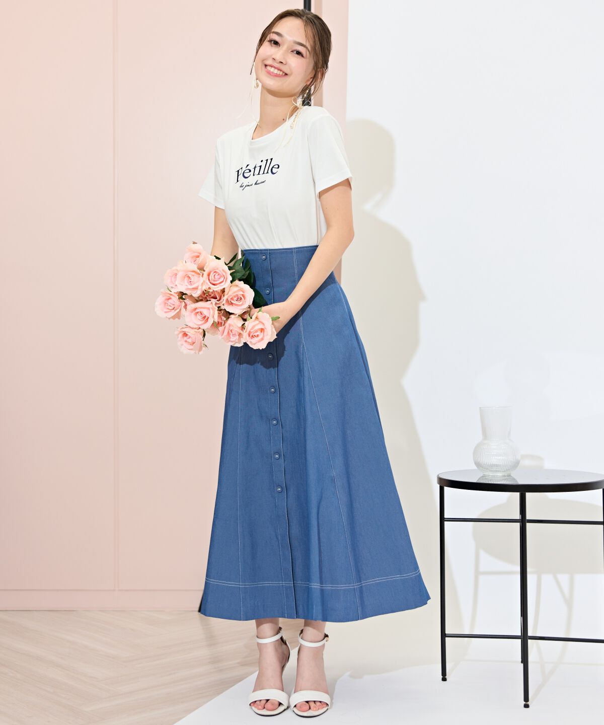 WILLSELECTION「ハイウエストデニムフレアスカート」|フレア|