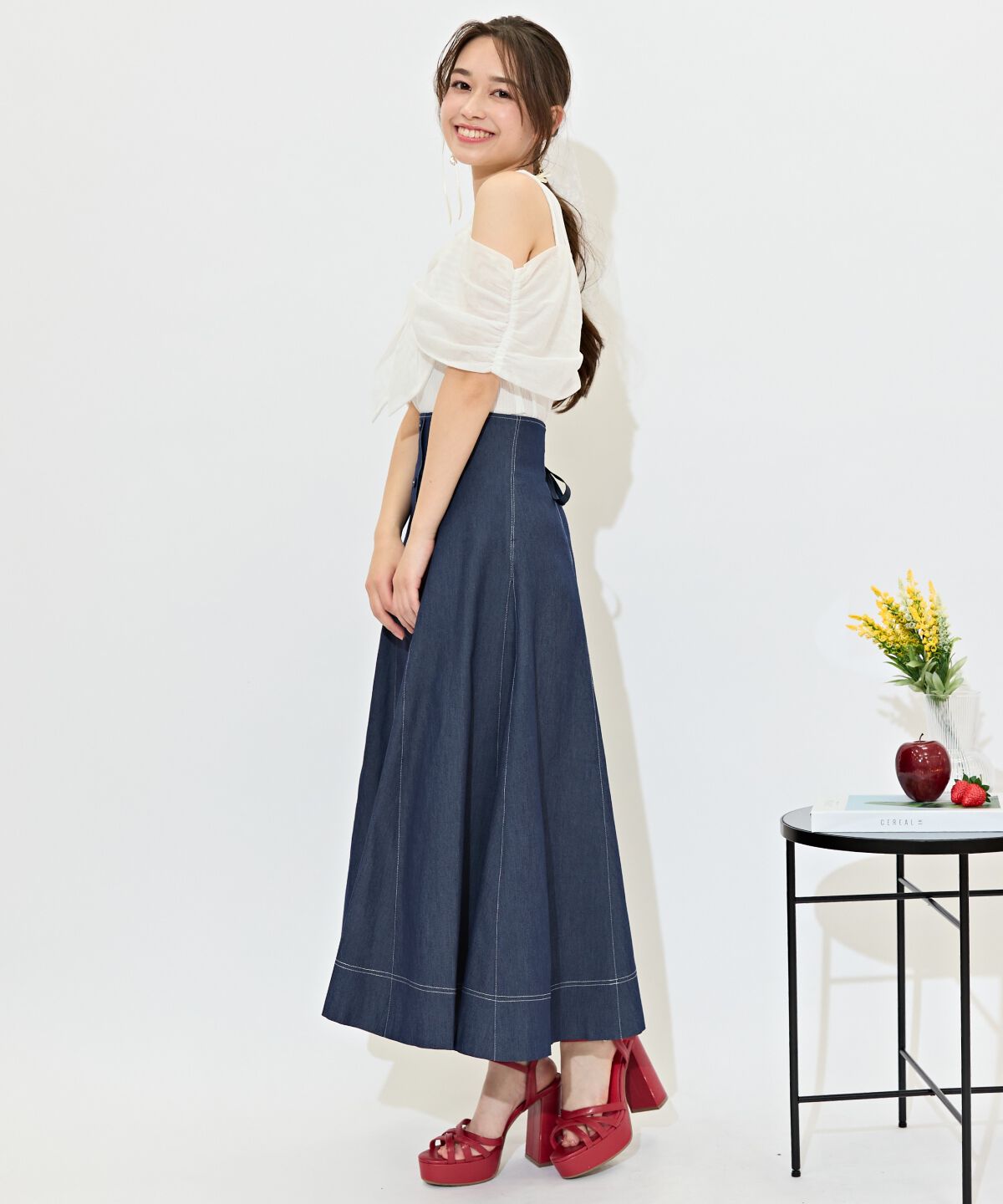 WILLSELECTION「ハイウエストデニムフレアスカート」|フレア|