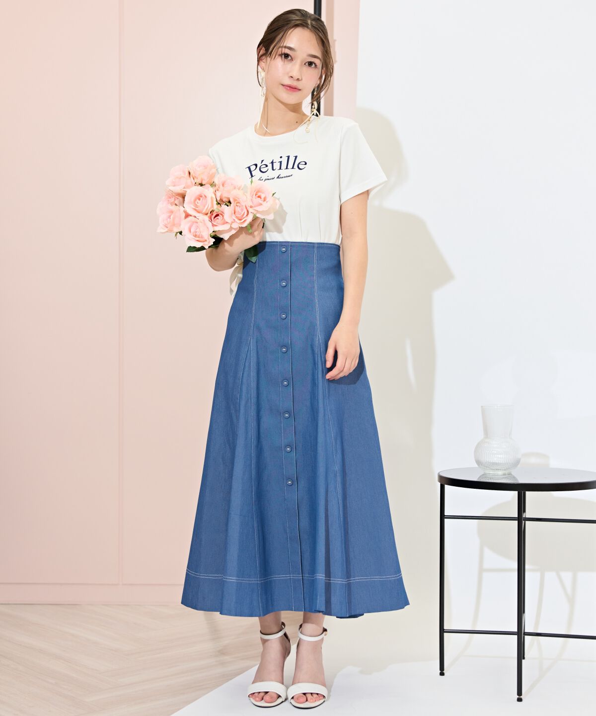 WILLSELECTION「ハイウエストデニムフレアスカート」|フレア|