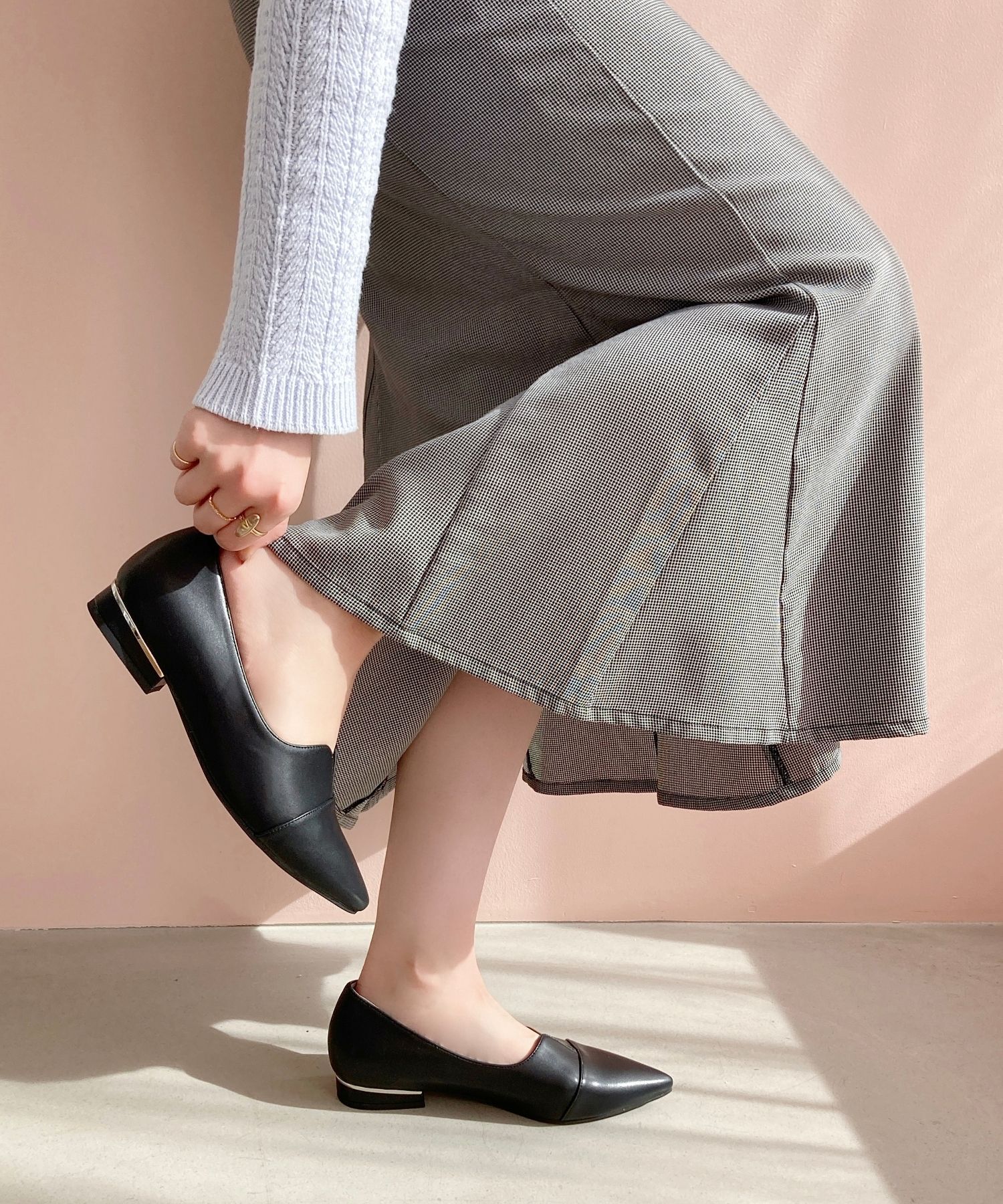 ORiental TRaffic「【WEB限定】メタリックライン フラット パンプス /45303 スリットパンプス 通勤靴」|パンプス|