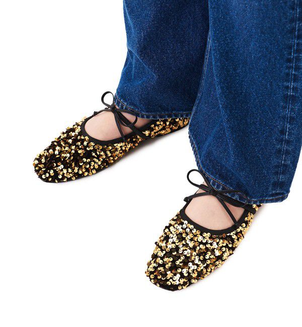 SY UNITED ARROWS「＜SY＞スパンコールバレエ フラット10●&uarr;」|バレエシューズ|