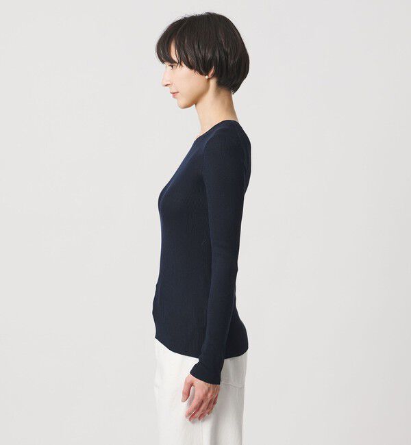 UNITED ARROWS「シルク リブ クルーネック ニット」|ニット・セーター|