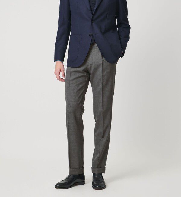 UNITED ARROWS「トロピカル クリース テーパード 1プリーツ スラックス」|チノ|MD.GRAY