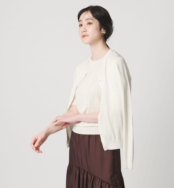 UNITED ARROWS「18G クルーネック ニットカーディガン ‐ウォッシャブル‐」|カーディガン|OFF WHITE