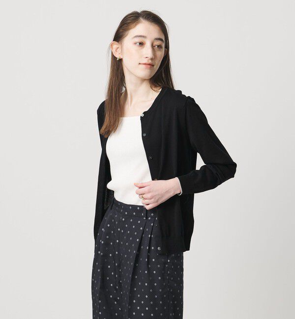 UNITED ARROWS「18G クルーネック ニットカーディガン ‐ウォッシャブル‐」|カーディガン|BLACK