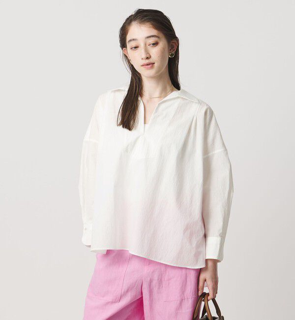 UNITED ARROWS「スキッパー プルオーバー 8分袖 シャツ」|シャツ・ブラウス|