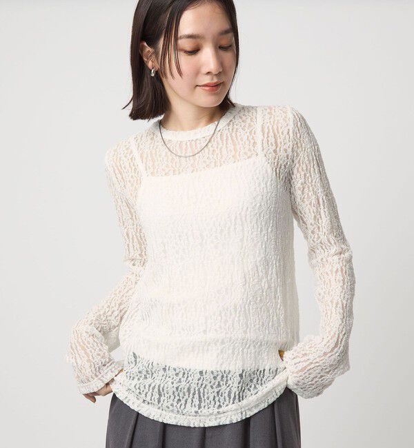 UNITED ARROWS green label relaxing「【WEB限定】＜at ease＞レース プルオーバー カットソー」|Tシャツ・カットソー|