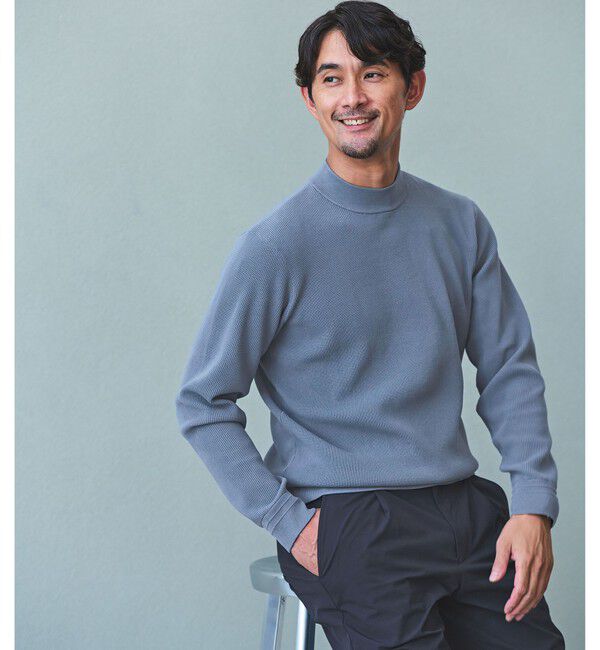 UNITED ARROWS green label relaxing「【WEB限定】JUST fit デイリー アゼ モックネック ニット」|ニット・セーター|LT.BLUE