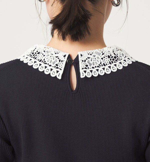 UNITED ARROWS green label relaxing「リブ エリレース 2WAY 5分袖 ニット プルオーバー」|ニット・セーター|