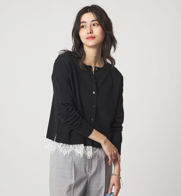 UNITED ARROWS green label relaxing「裾レース ドッキング ニット カーディガン」|カーディガン|