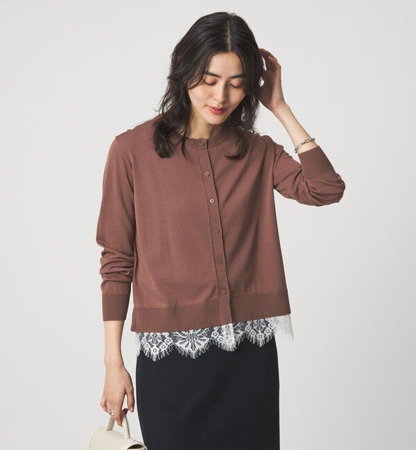 UNITED ARROWS green label relaxing「裾レース ドッキング ニット カーディガン」|カーディガン|