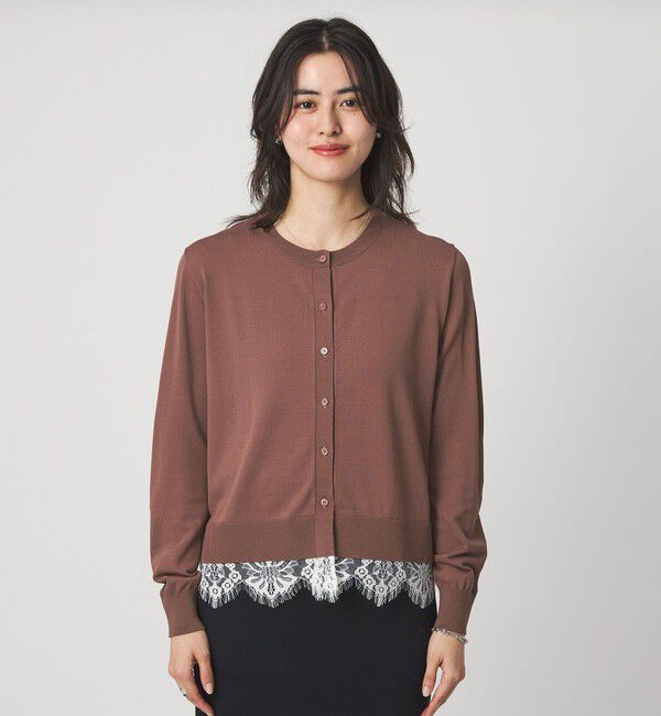 UNITED ARROWS green label relaxing「裾レース ドッキング ニット カーディガン」|カーディガン|