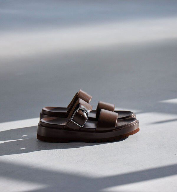 UNITED ARROWS green label relaxing「ダブルベルト プラット サンダル」|サンダル|DK.BROWN